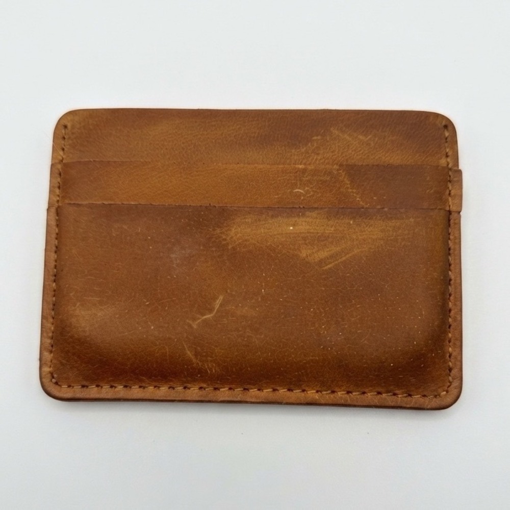 Slim Distressed Brown Leather Minimalist Card Holder Wallet Front Pocket EDC‎